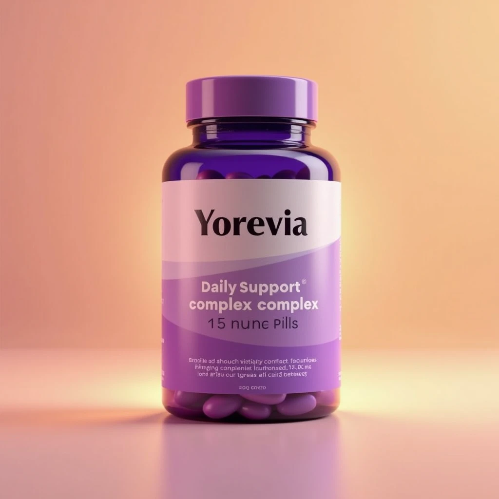 Yorevia supplement bottle with daily support complex